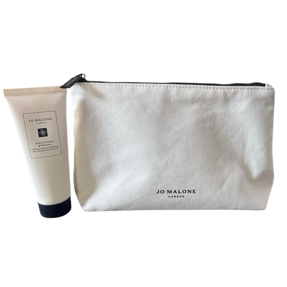 Jo Malone Shower Gel & Travel Pouch Make Up Cosmetic Bag Beige Classic